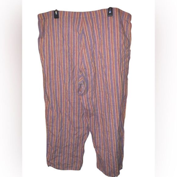 380. FLAX 100% Linen Striped Multicolor Pull on Pants size Large (14-18) - Picture 3 of 9